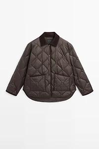 Veste matelassée déperlante détail velours côtelé