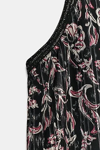 METALLIC THREAD SEQUIN PRINT HALTER TOP