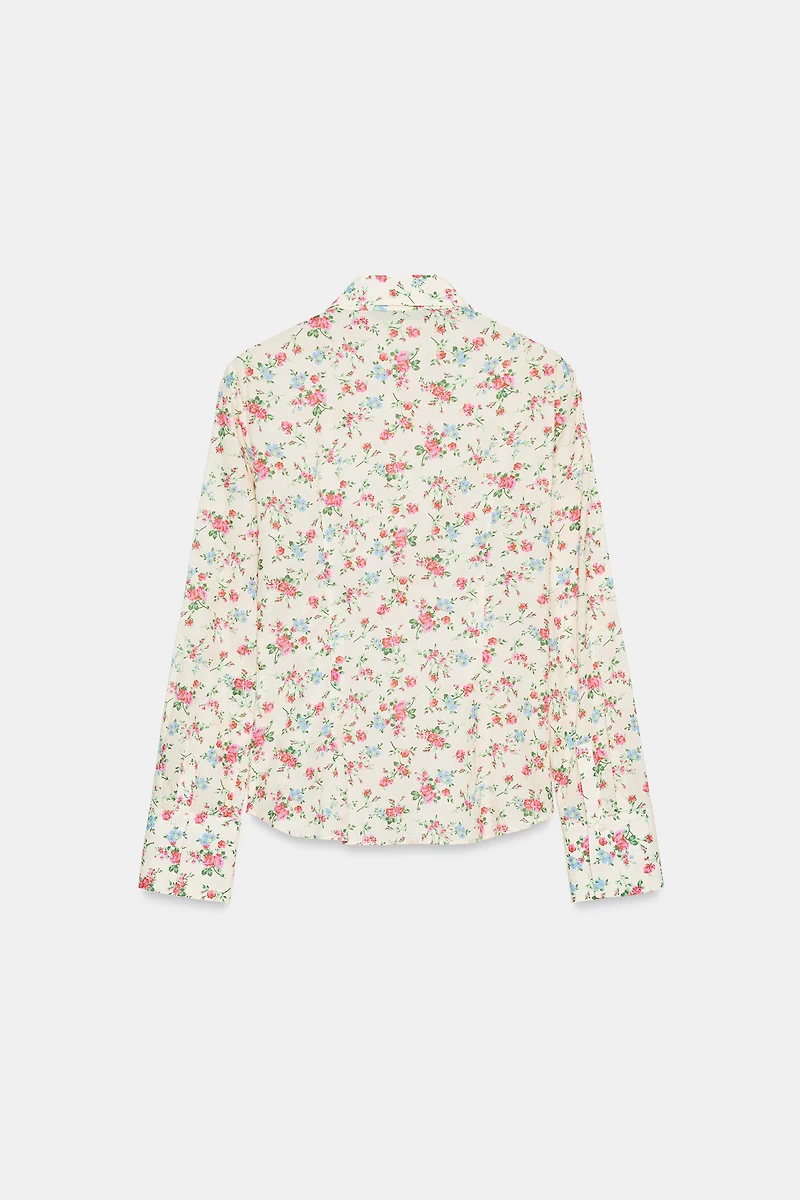 RUFFLED FLORAL PRINT SHIRT