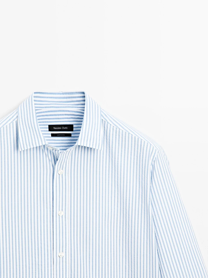 Regular fit striped cotton shirt