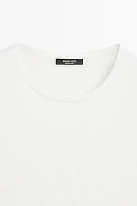 Cotton blend knit short-sleeve sweater