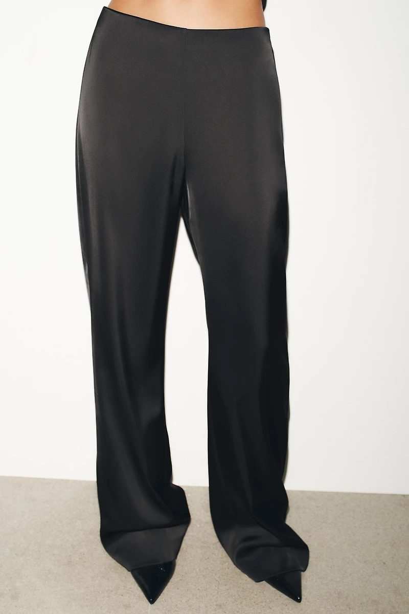 HIGH-WAISTED SATIN PANTS