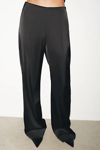 HIGH-WAISTED SATIN PANTS