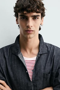 RELAXED FIT DENIM POLO SHIRT