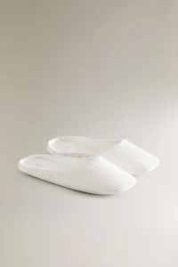 PLEATED SLIPPERS WITH LEATHER SOLE