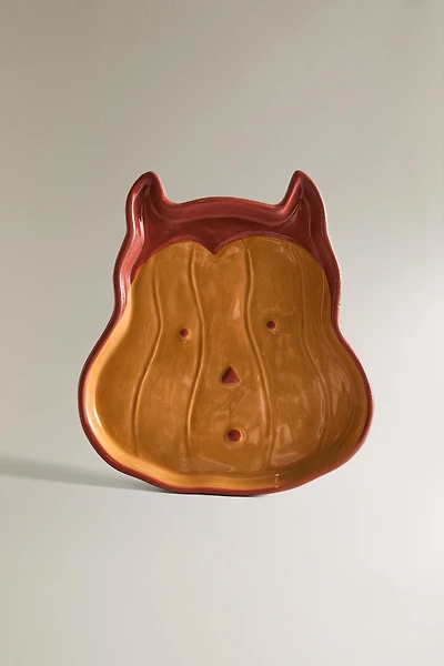 CHILDREN'S HALLOWEEN PUMPKIN STONEWARE PLATE