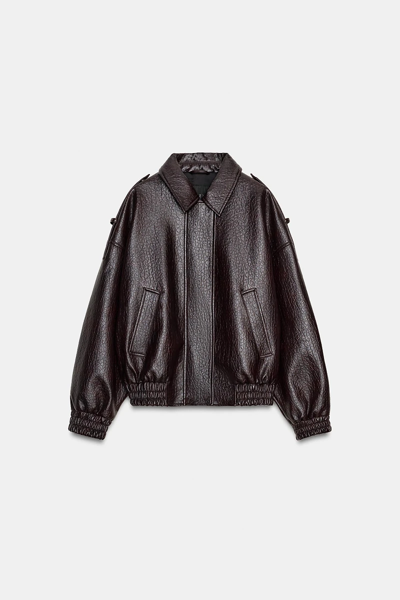 FAUX LEATHER BOMBER JACKET ZW COLLECTION