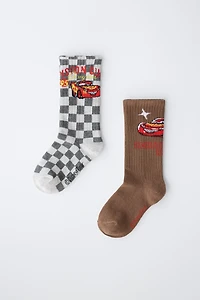 LOT DE DEUX PAIRES CHAUSSETTES MI-MOLLET CARS FLASH MCQUEEN © DISNEY/PIXAR