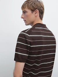 100% cotton striped knit polo shirt