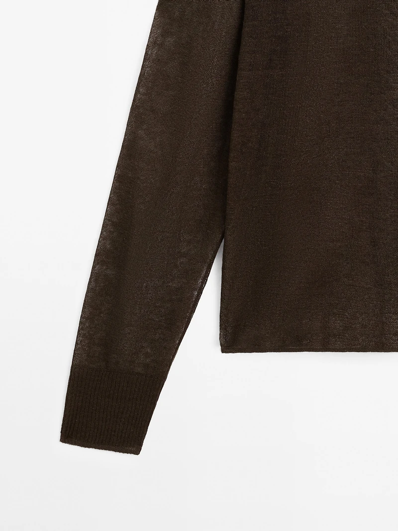 Pull en maille semi-transparente et lin mélangé