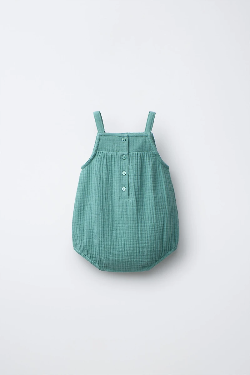 TEXTURED CROCHET KNIT ROMPER