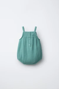 TEXTURED CROCHET KNIT ROMPER