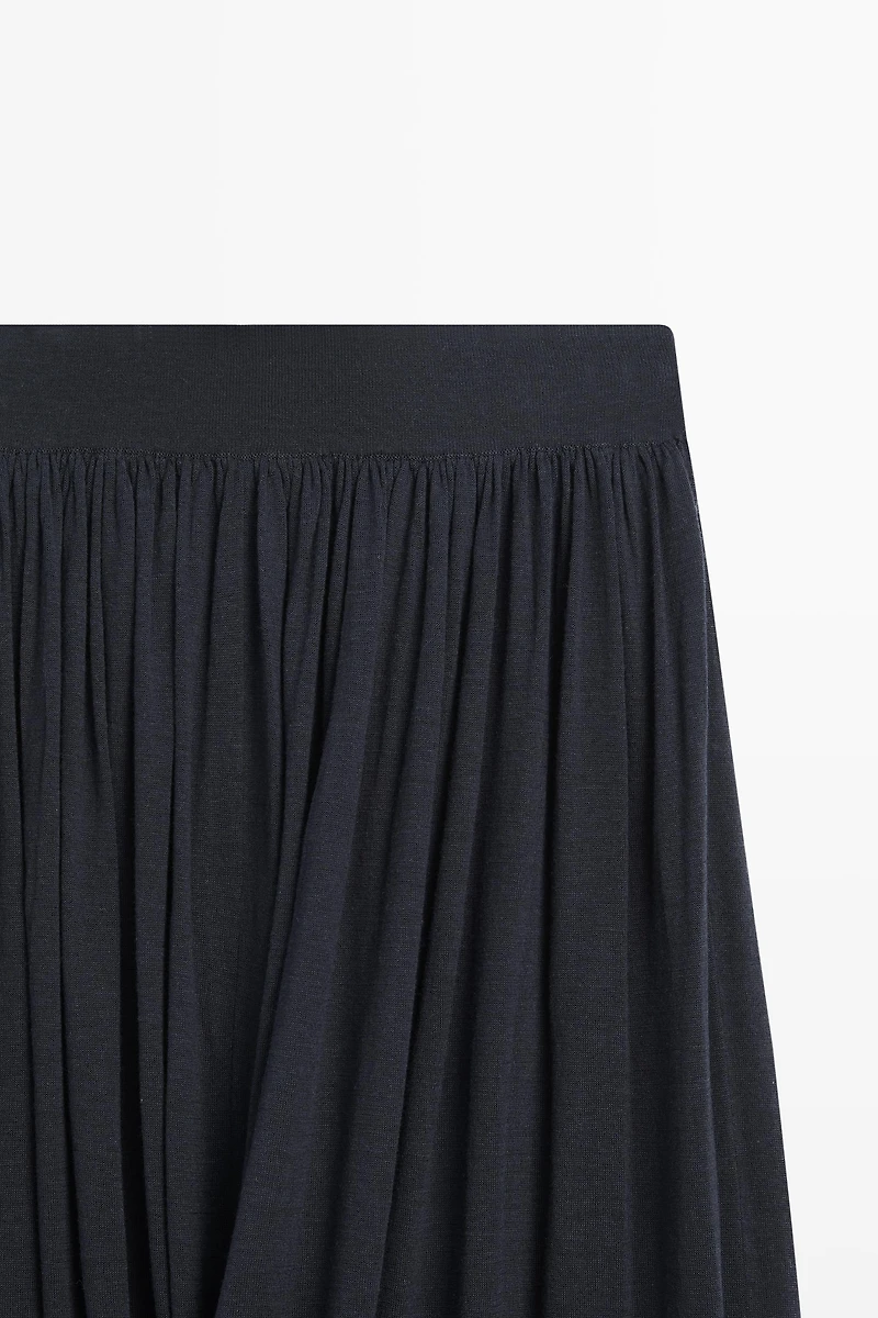 Draped balloon midi skirt