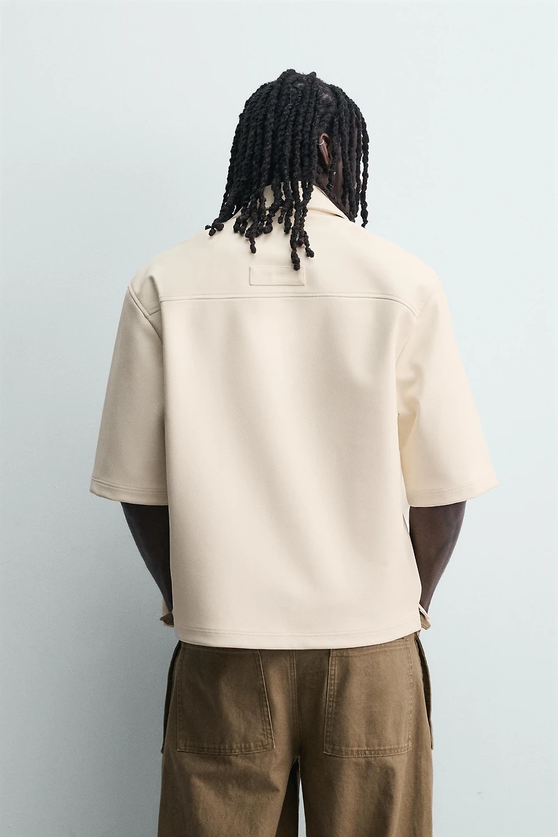 FAUX LEATHER RELAXED FIT OVERSHIRT
