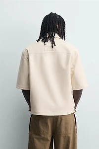 FAUX LEATHER RELAXED FIT OVERSHIRT