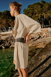 PLEATED BELTED SHORTS