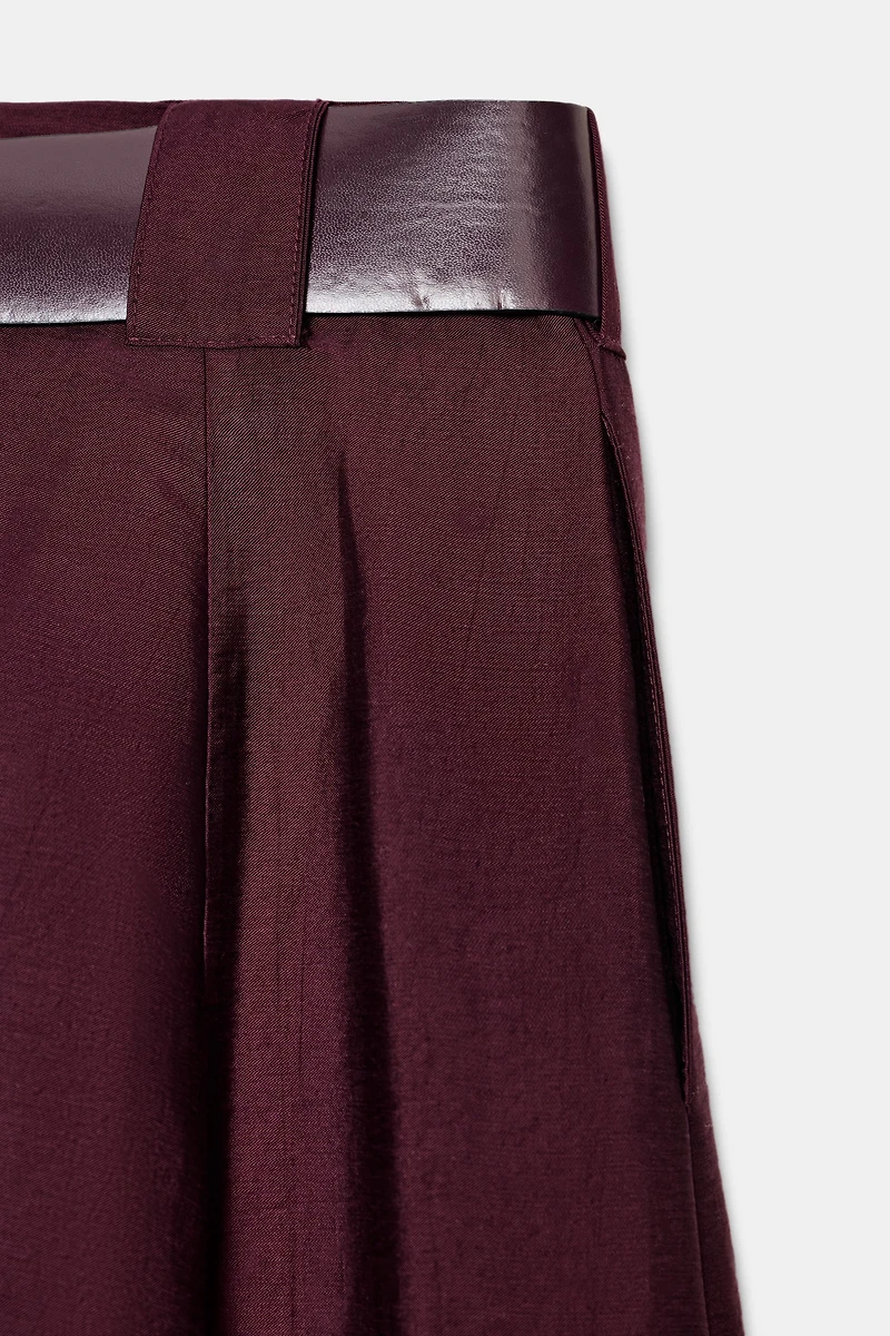 BELTED MIDI A-LINE SKIRT