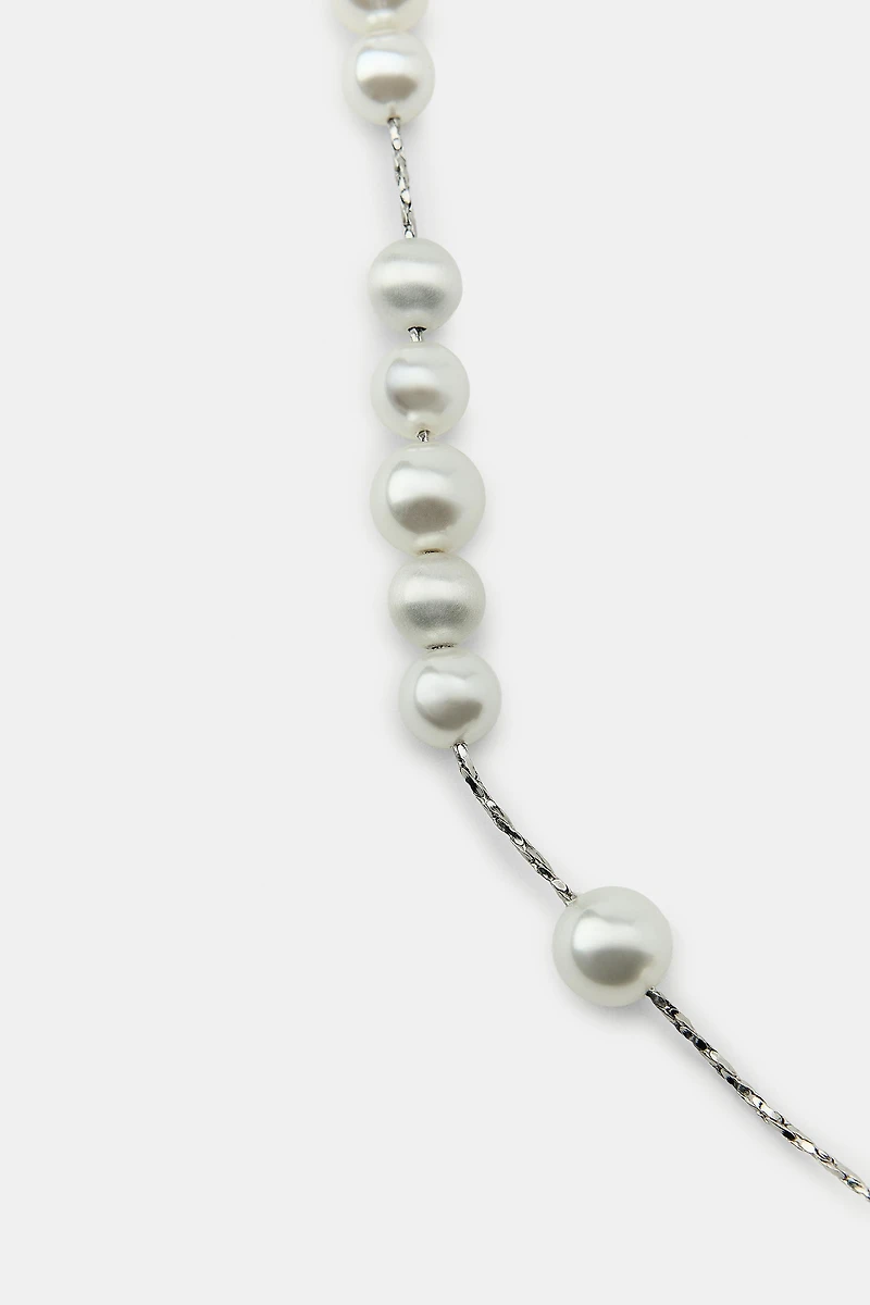 METAL CORD PEARL NECKLACE