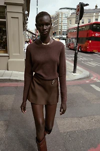 100% WOOL PLAIN KNIT SWEATER