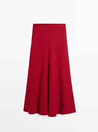 100% linen flounce midi skirt
