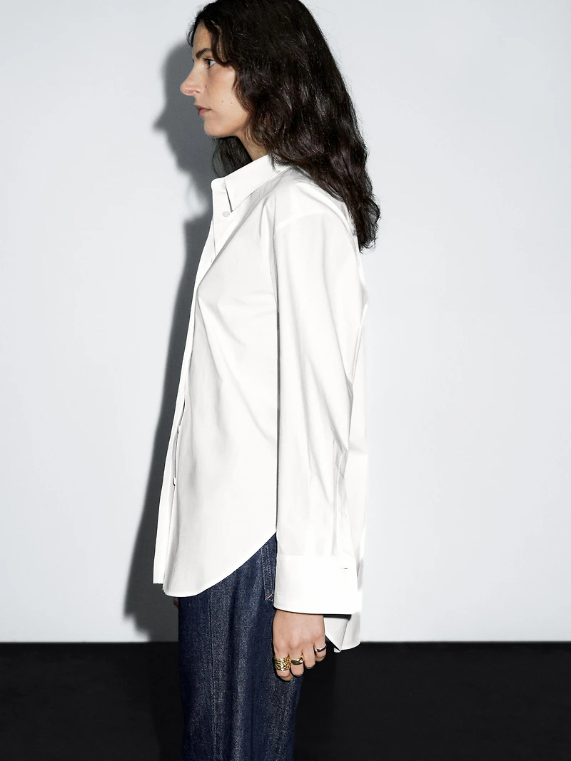 Chemisier long popeline 100 % coton