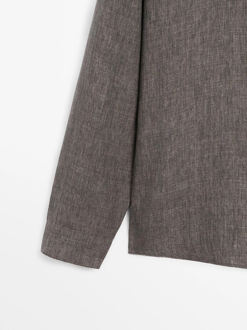 Relaxed fit overshirt with a stand collar