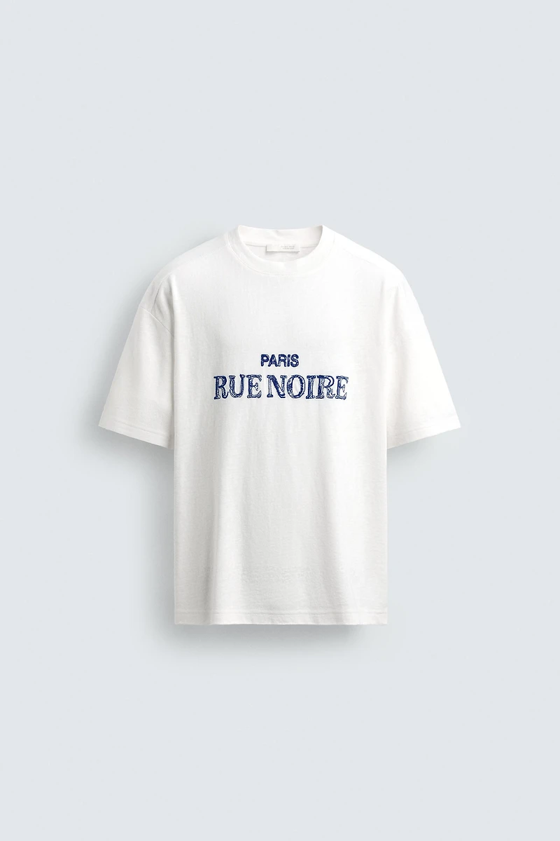 RELAXED FIT EMBROIDERED TEXT T-SHIRT