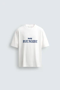 RELAXED FIT EMBROIDERED TEXT T-SHIRT