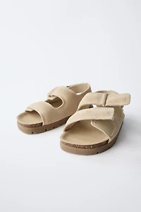 SANDALES EN CUIR À DOUBLE BRIDE