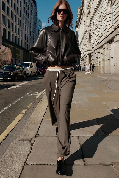 DOUBLE WAIST WIDE LEG PANTS