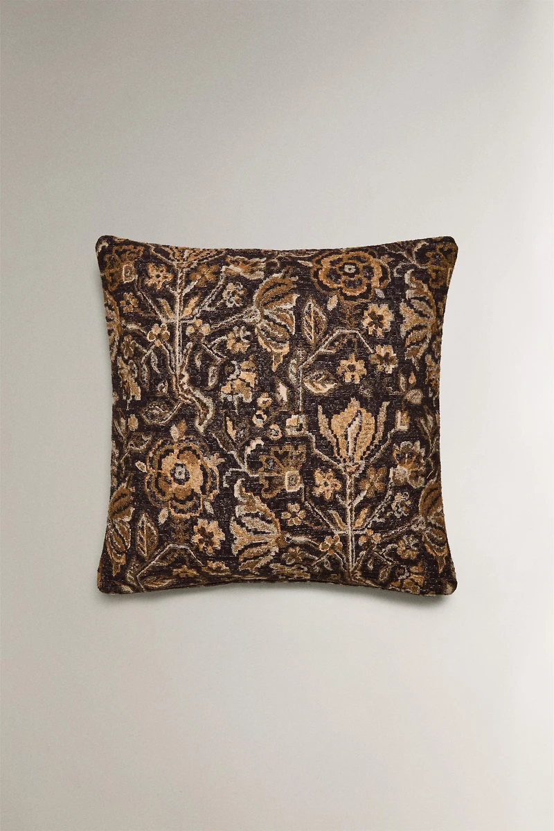FLORAL WOOL THROW PILLOW COVER