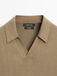 Short sleeve cotton knit polo shirt