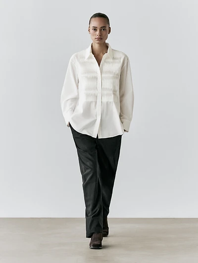 Chemisier plastron 100 % coton