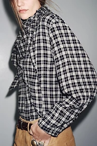 ZW COLLECTION PLAID SCARF SHIRT
