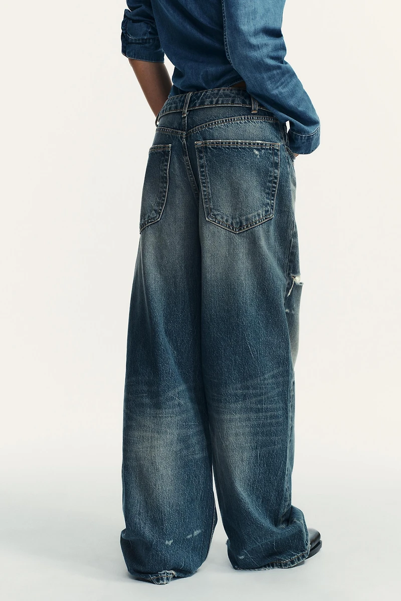 TRF MID-RISE FOLD-OVER WAISTBAND JEANS