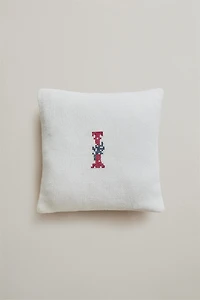 LETTER “I” EMBROIDERED LINEN CUSHION