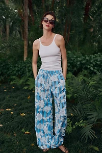 STRIPED PRINT WIDE LEG PANTS