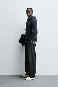Waffle Texture Zip-Up Hoodie