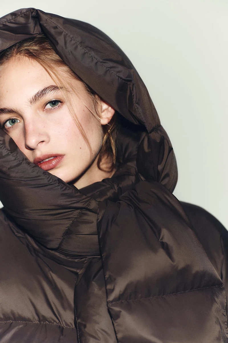 WATER REPELLENT WINDPROOF DOWN PUFFER COAT WITH HOODIE