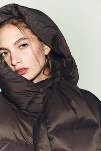 WATER REPELLENT WINDPROOF DOWN PUFFER COAT WITH HOODIE