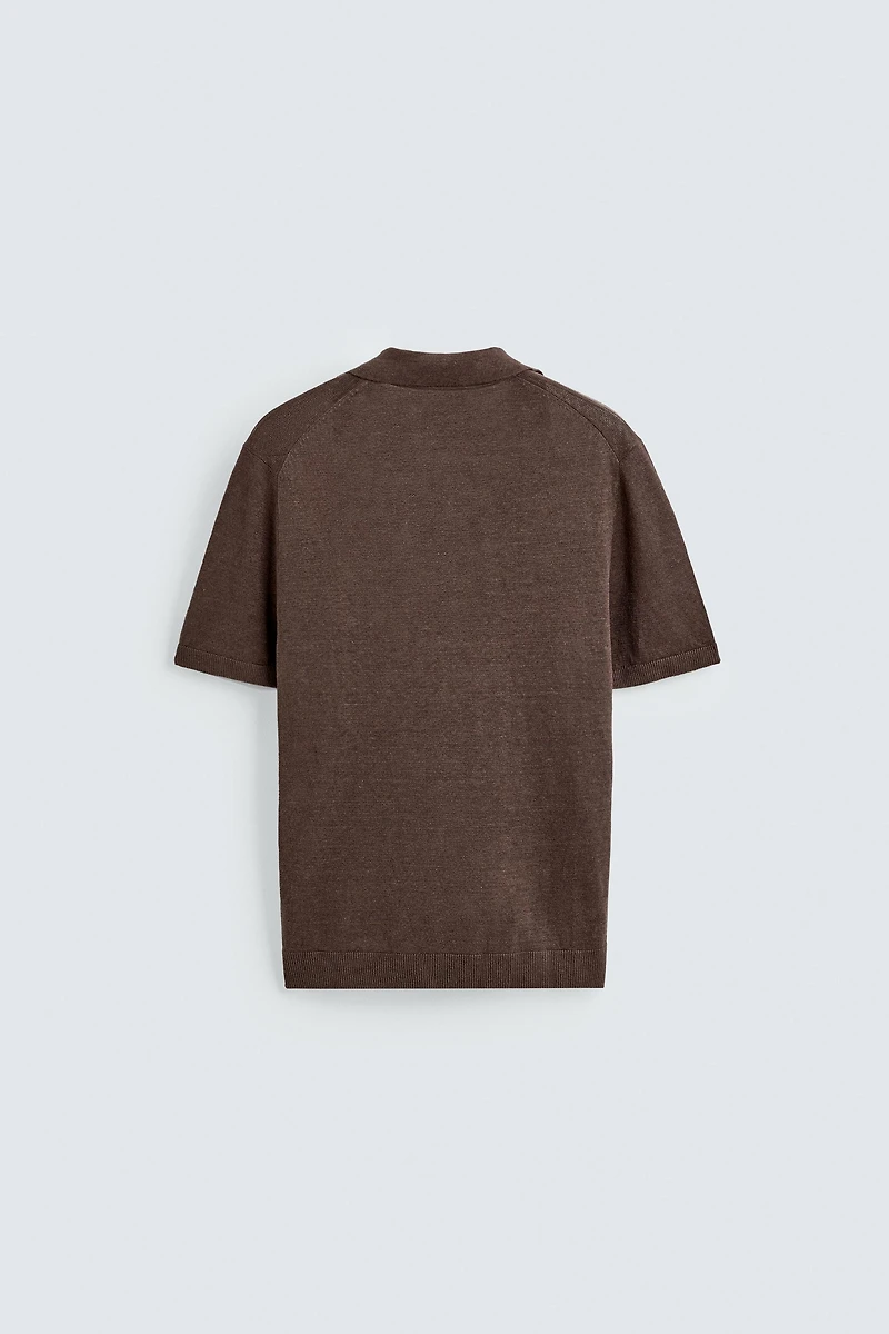100% LINEN REGULAR FIT KNIT POLO SHIRT