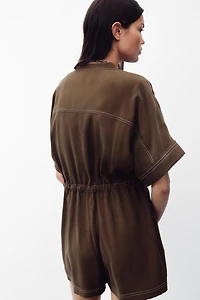 SHORT JUMPSUIT WITH TOPSTITCHING
