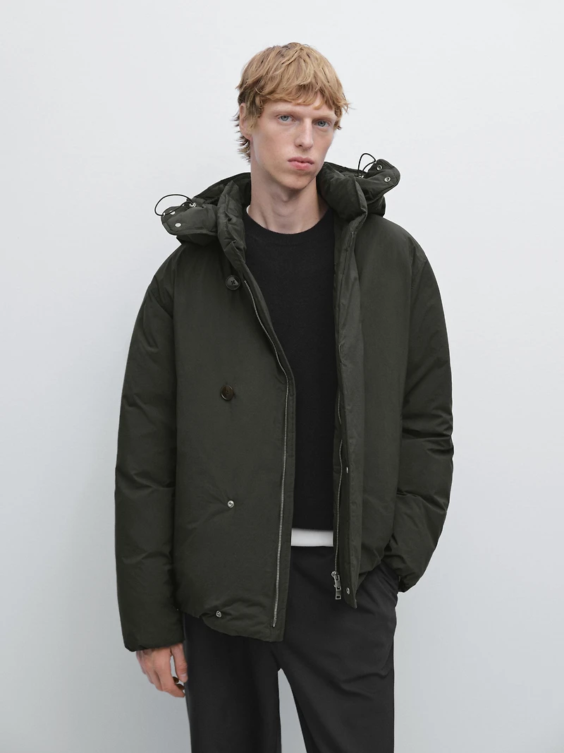 Short puffer parka a feather and down blend