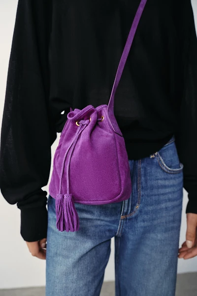 GATHERED LEATHER MINI CROSSBODY BAG