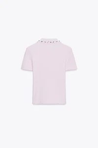 JEWEL COLLAR RIBBED POLO SHIRT