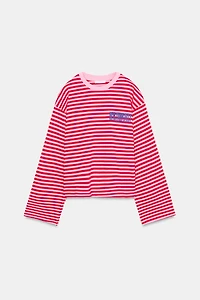 STRIPED TEXT T-SHIRT