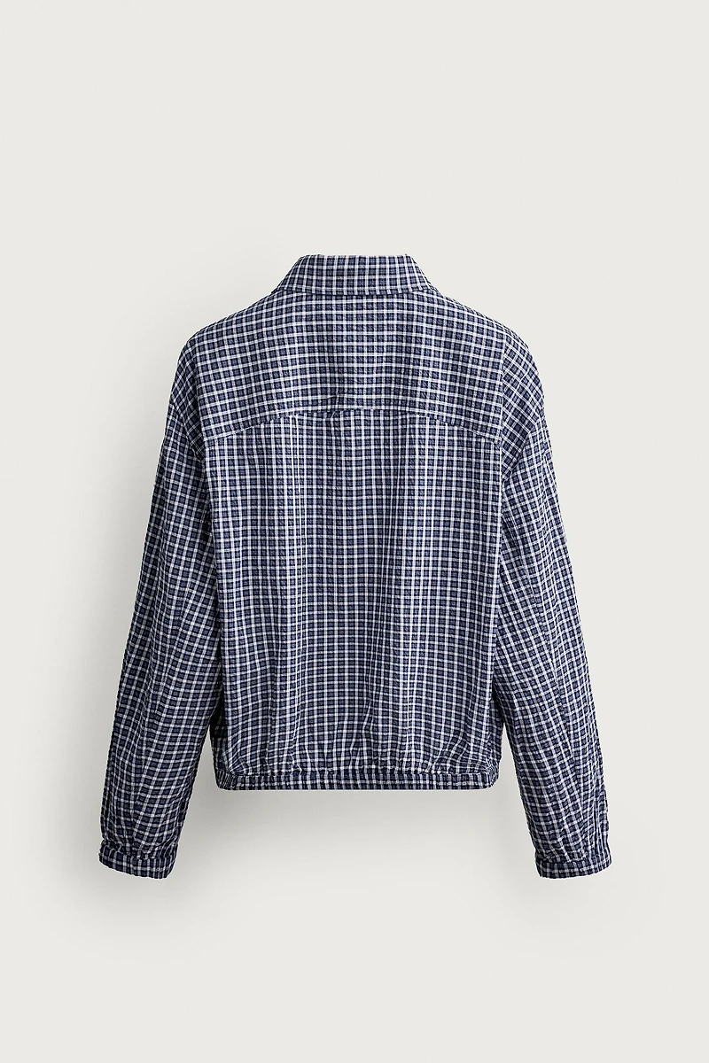 TEXTURED PLAID OVERSHIRT