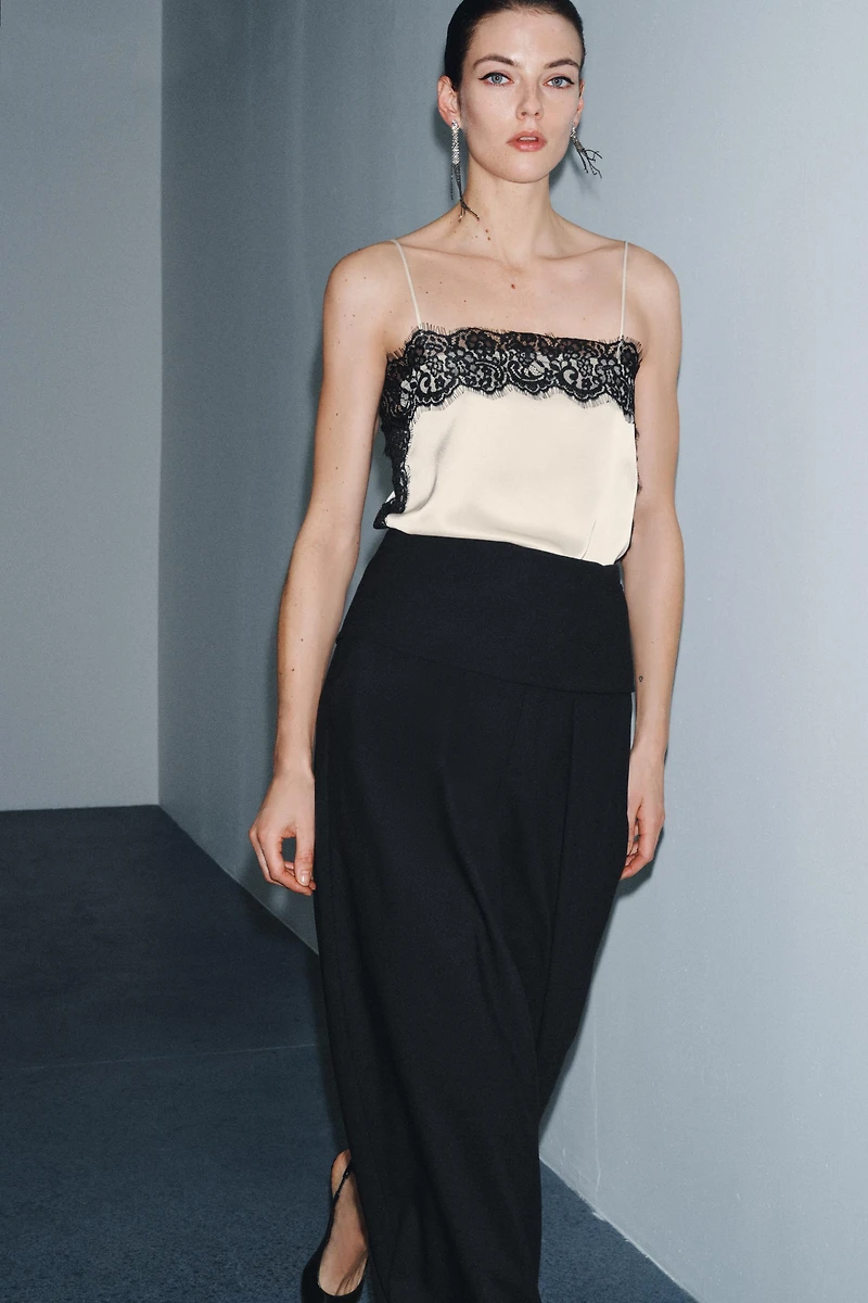 SATIN EFFECT LACE TOP ZW COLLECTION