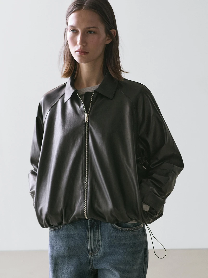 Oversize nappa leather jacket