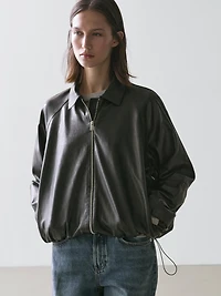 Oversize nappa leather jacket